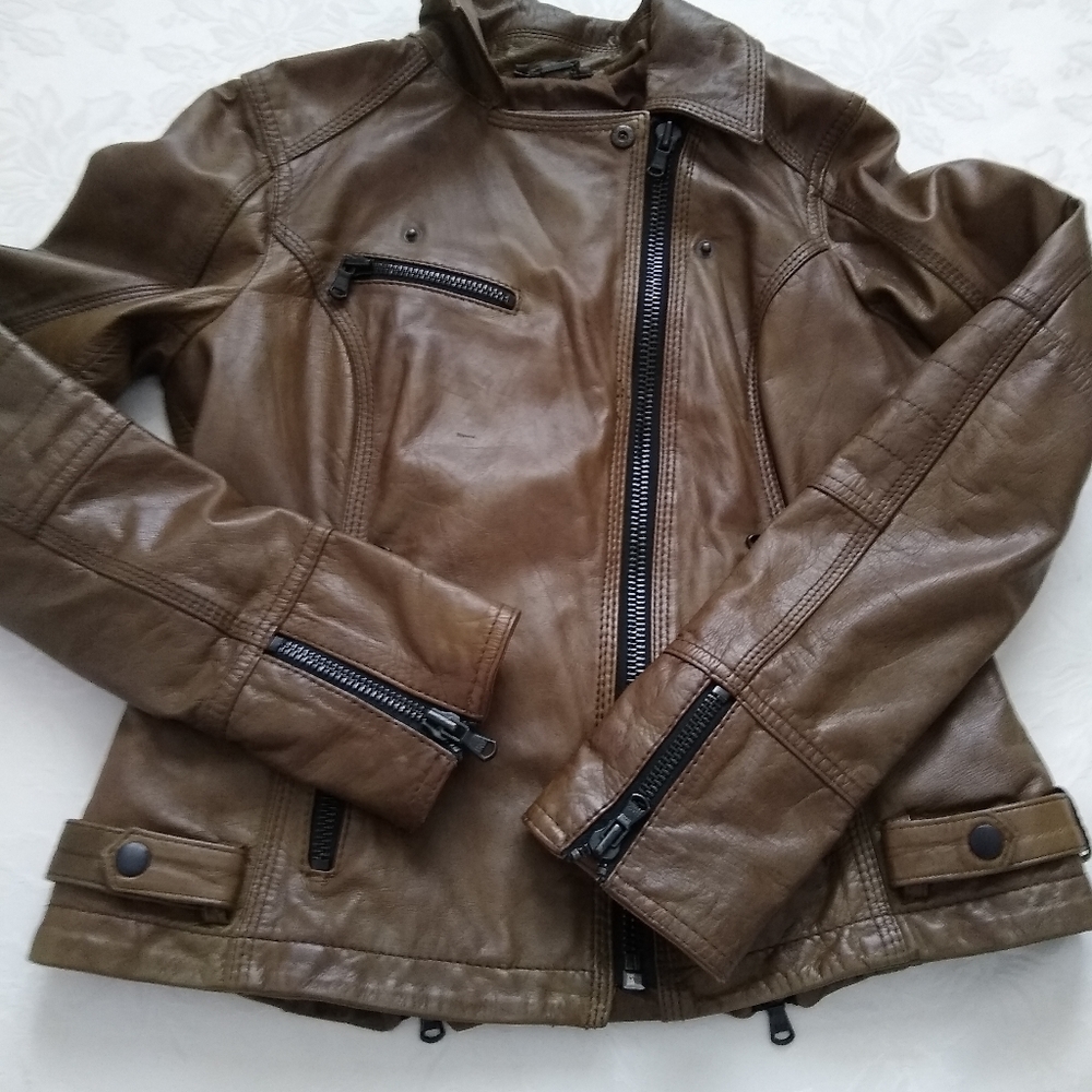 Wilsons Leather asymmetric moto biker jacket - Picture 5 of 12